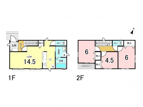 相模原市南区相南、新築一戸建ての間取り画像です
