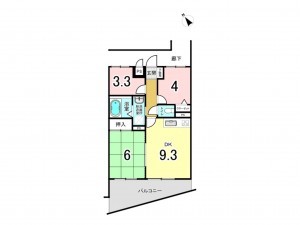 相模原市南区古淵、マンションの間取り画像です