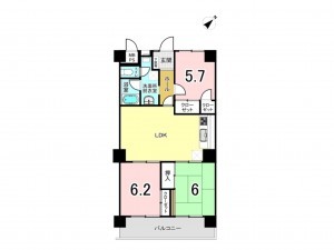 相模原市南区鵜野森、マンションの間取り画像です