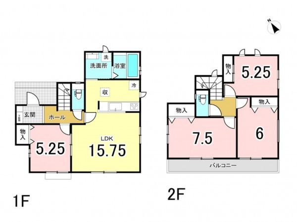 相模原市南区西大沼、新築一戸建ての間取り画像です