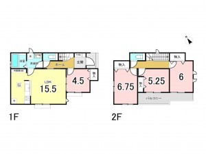 相模原市南区西大沼、新築一戸建ての間取り画像です