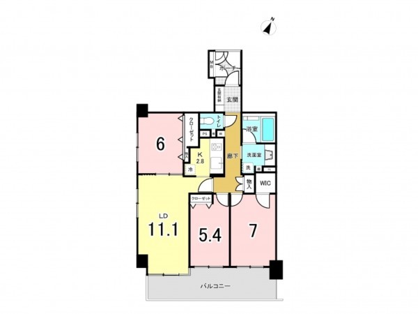 相模原市南区双葉、マンションの間取り画像です