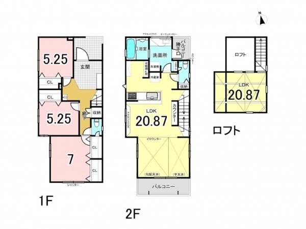 相模原市南区新戸、新築一戸建ての間取り画像です