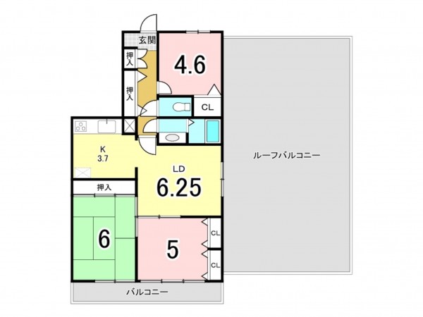 相模原市南区麻溝台、収益物件/マンションの間取り画像です
