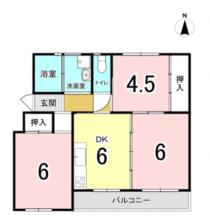 相模原市南区相武台、マンションの間取り画像です