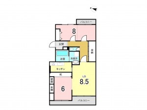 相模原市南区新磯野、マンションの間取り画像です