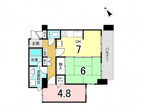 相模原市南区相武台、マンションの間取り画像です