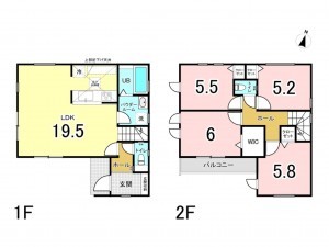 相模原市南区旭町、新築一戸建ての間取り画像です