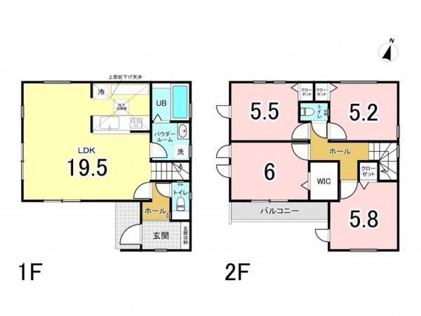 相模原市南区旭町、新築一戸建ての間取り画像です