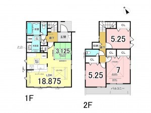 相模原市南区下溝、新築一戸建ての間取り画像です