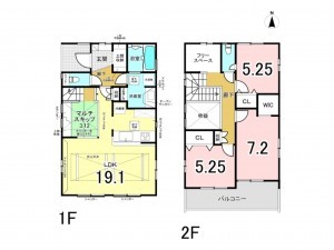 相模原市南区新戸、新築一戸建ての間取り画像です