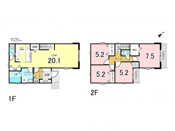 相模原市南区栄町、新築一戸建ての間取り画像です