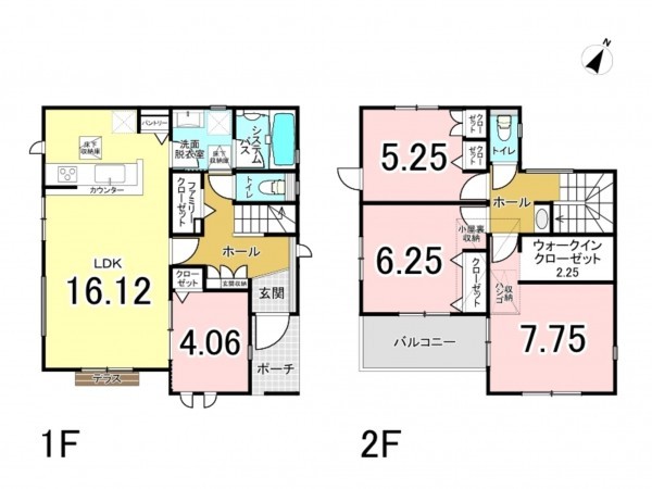 相模原市南区相南、新築一戸建ての間取り画像です