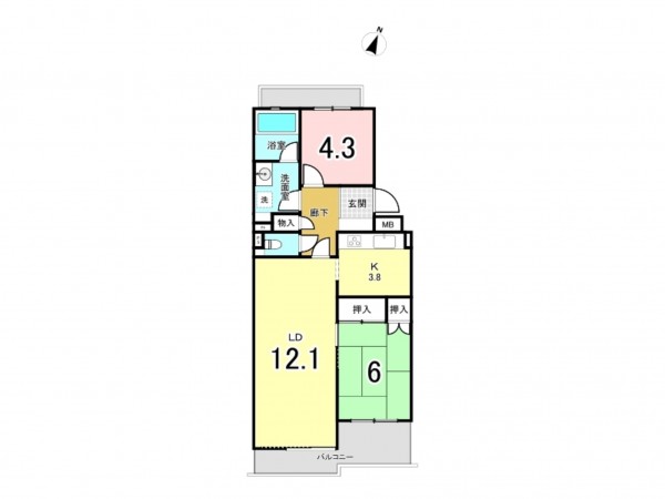 相模原市南区東林間、マンションの間取り画像です