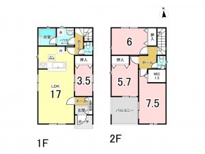 相模原市南区新戸、新築一戸建ての間取り画像です