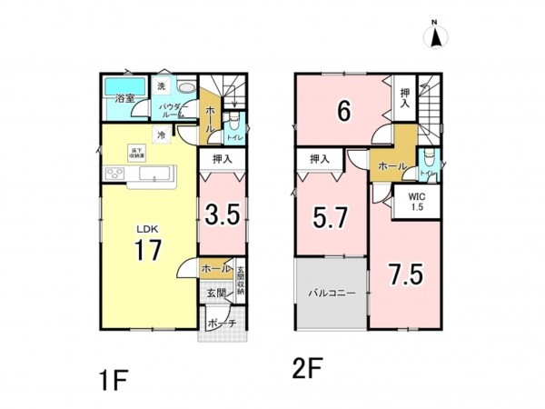 相模原市南区新戸、新築一戸建ての間取り画像です