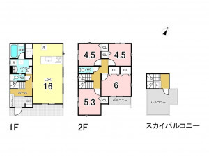 相模原市南区相南、新築一戸建ての間取り画像です