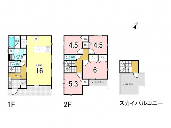 相模原市南区相南、新築一戸建ての間取り画像です