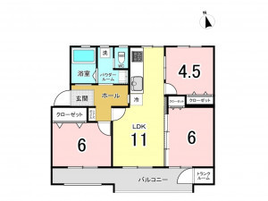 相模原市南区相模台、マンションの間取り画像です