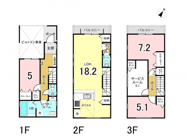 相模原市南区相模大野、新築一戸建ての間取り画像です
