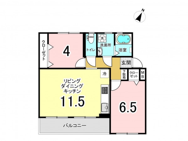 相模原市南区相武台、マンションの間取り画像です
