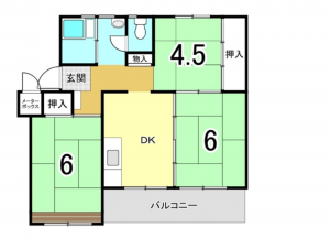 相模原市南区相武台団地、マンションの間取り画像です