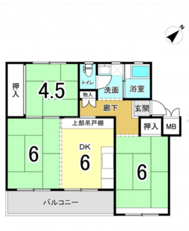 相模原市南区相武台、マンションの間取り画像です