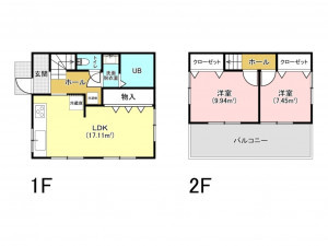 相模原市南区東大沼、中古一戸建ての間取り画像です
