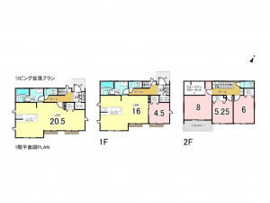 相模原市南区上鶴間、新築一戸建ての間取り画像です
