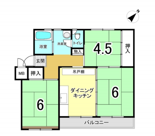 相模原市南区相武台団地、マンションの間取り画像です