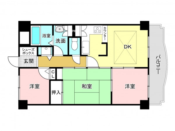 相模原市南区麻溝台、マンションの間取り画像です
