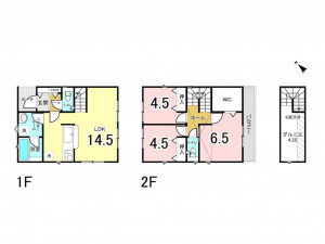 相模原市南区大野台、新築一戸建ての間取り画像です