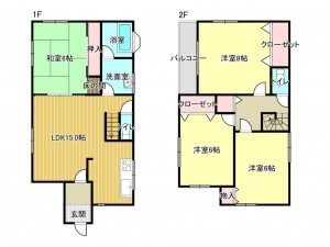 阪南市尾崎町、中古一戸建ての間取り画像です