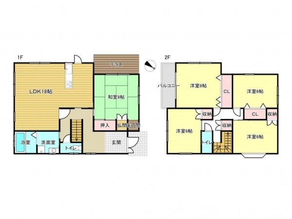 阪南市鳥取、中古一戸建ての間取り画像です