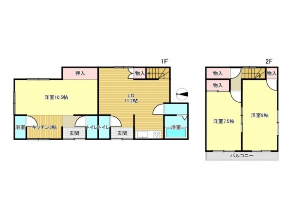 泉南郡岬町淡輪、中古一戸建ての間取り画像です