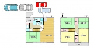 阪南市箱作、中古一戸建ての間取り画像です