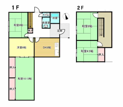 泉南市信達市場、中古一戸建ての間取り画像です