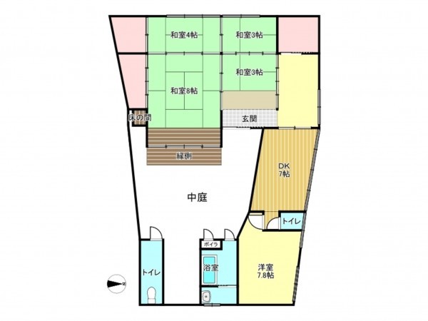 泉南郡岬町淡輪、中古一戸建ての間取り画像です