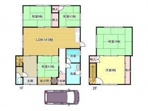 泉南市男里、中古一戸建ての間取り画像です