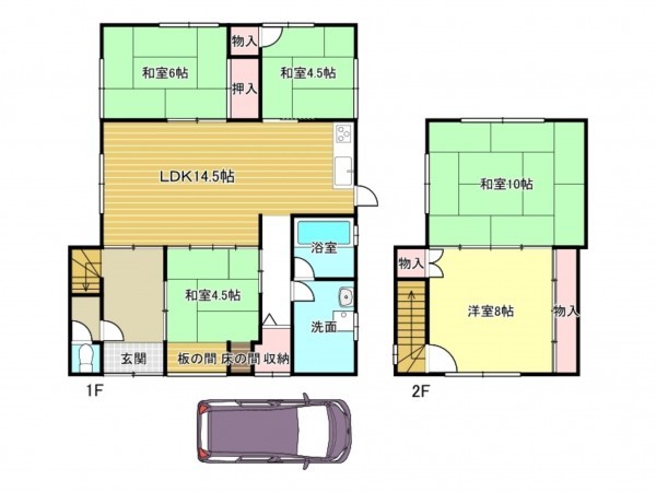 泉南市男里、中古一戸建ての間取り画像です