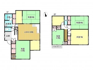 阪南市光陽台、中古一戸建ての間取り画像です