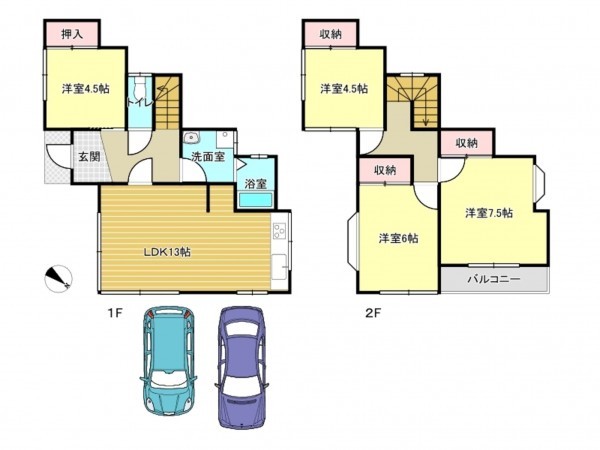 泉南市男里、中古一戸建ての間取り画像です