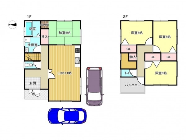 泉南市信達市場、中古一戸建ての間取り画像です
