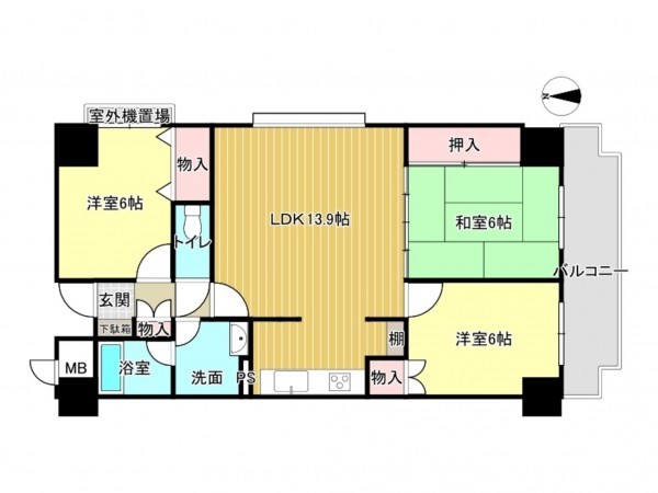 泉南市信達大苗代、マンションの間取り画像です