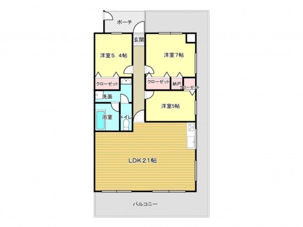 泉南市男里、マンションの間取り画像です
