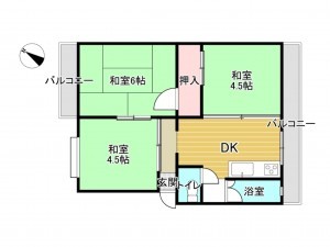 阪南市貝掛、マンションの間取り画像です