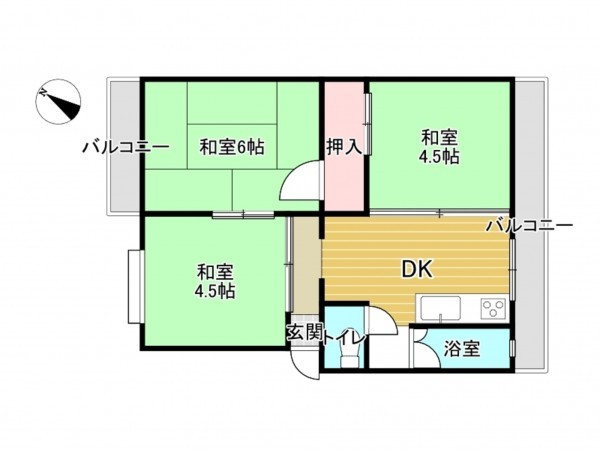 阪南市貝掛、マンションの間取り画像です