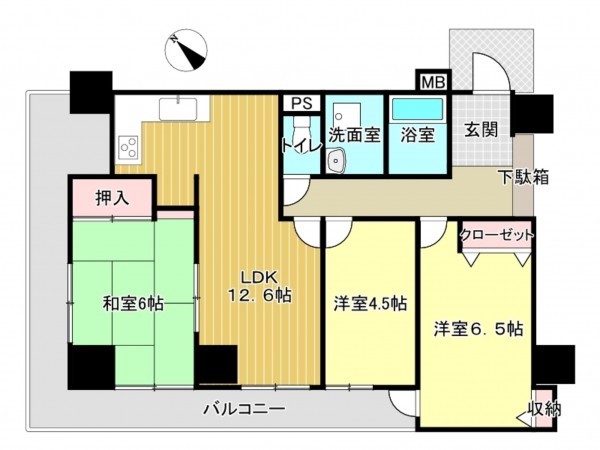 泉南市、マンションの間取り画像です