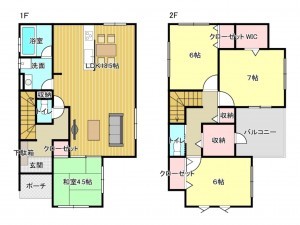 泉南市新家、新築一戸建ての間取り画像です