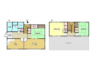 阪南市下出、中古一戸建ての間取り画像です